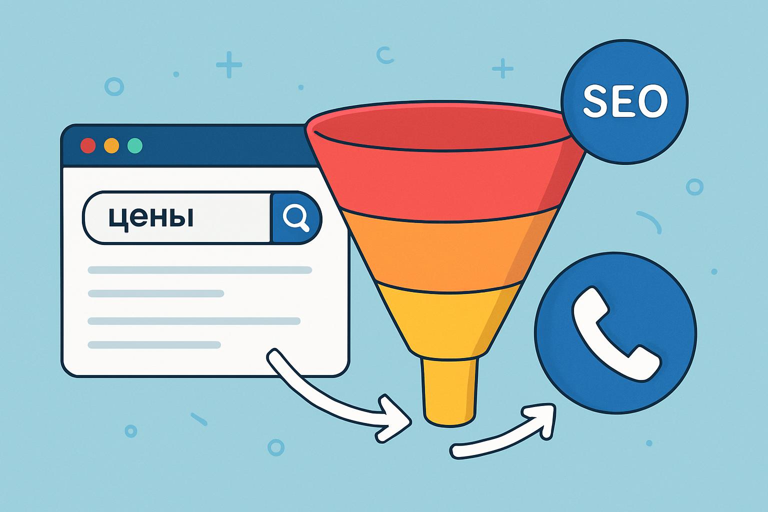 Продвижение сайта услуг: SEO-воронка от запроса “цены” до звонка